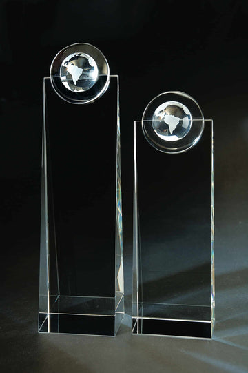 Crystal Globe Tower Award , Globe Tower Award , Perfect corporate gift , add your own custom text and logo